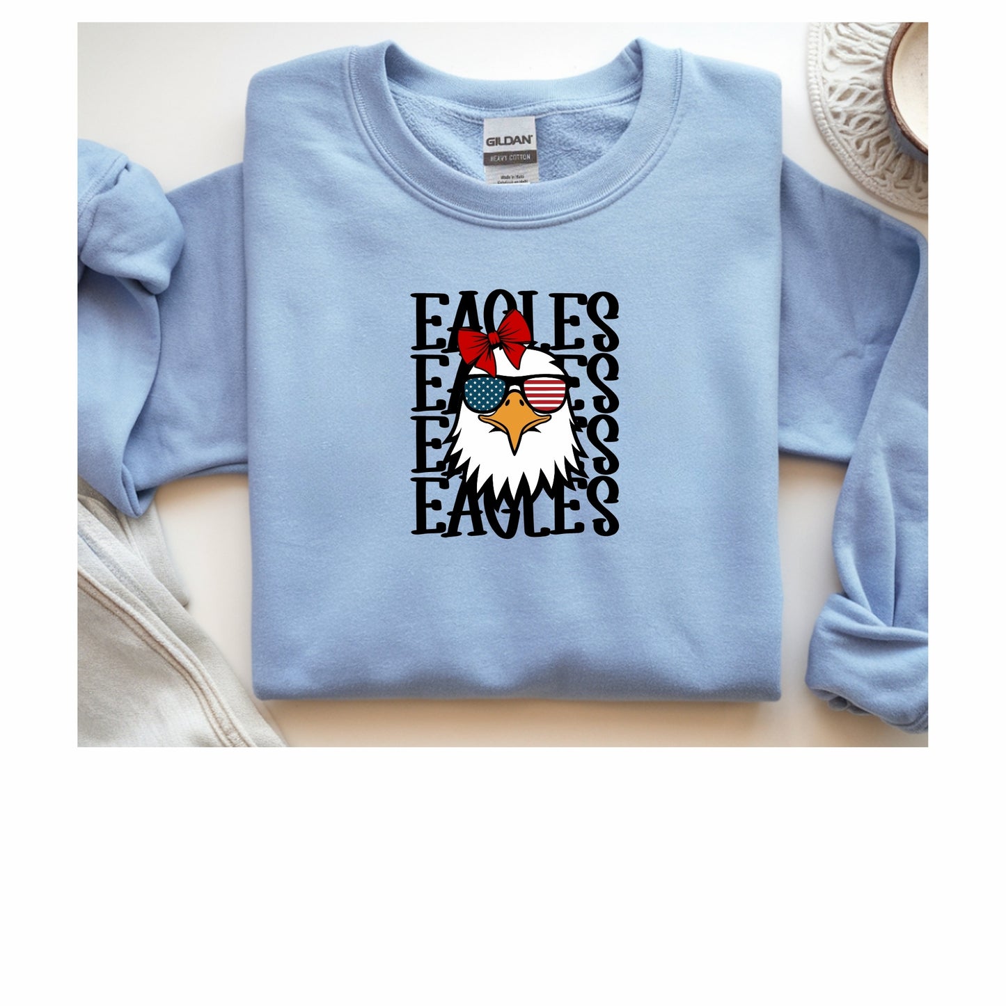 Stacked Eagle with bow Crewneck