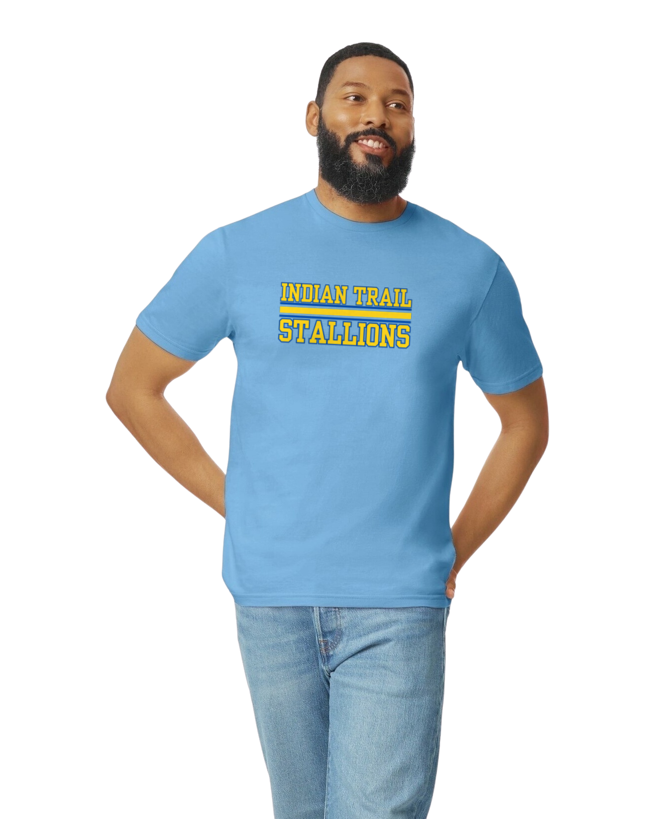 Yellow Varsity Letters Carolina Blue Tshirt