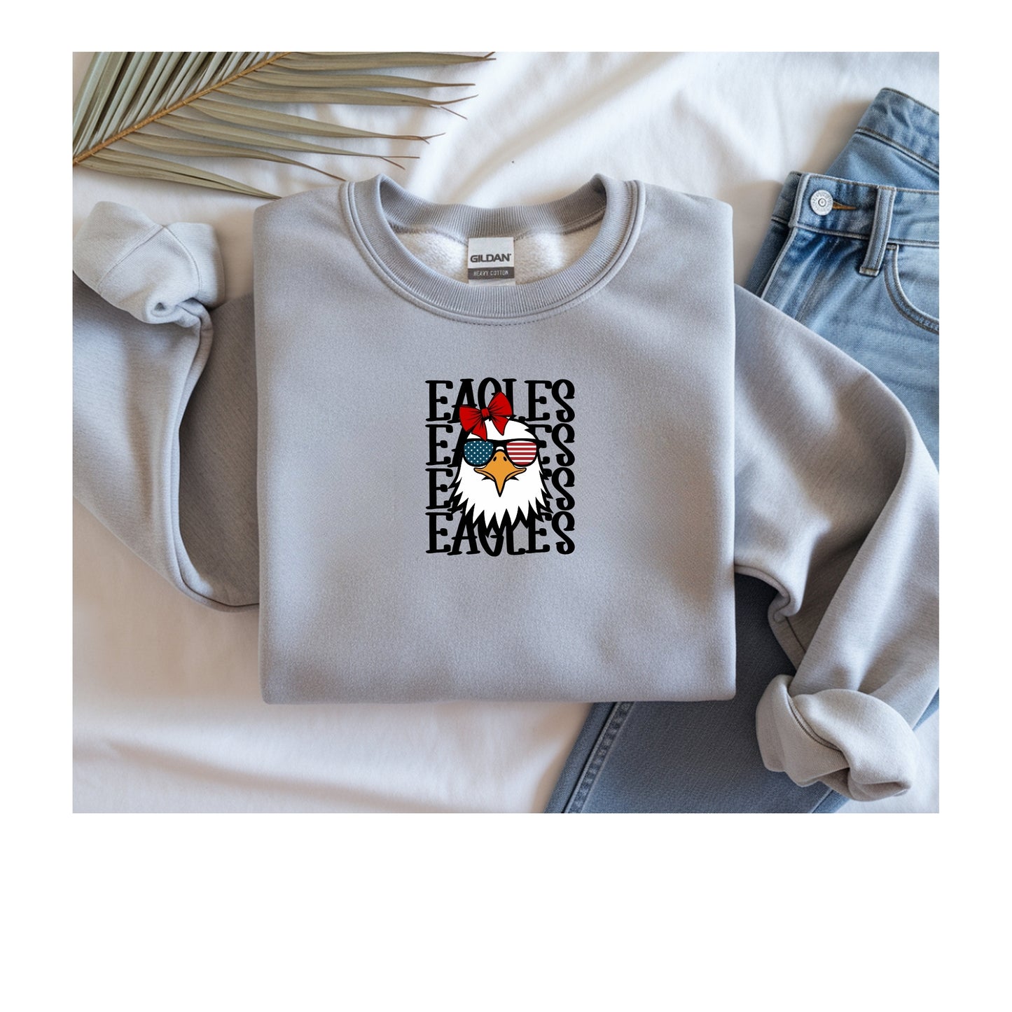 Stacked Eagle with bow Crewneck