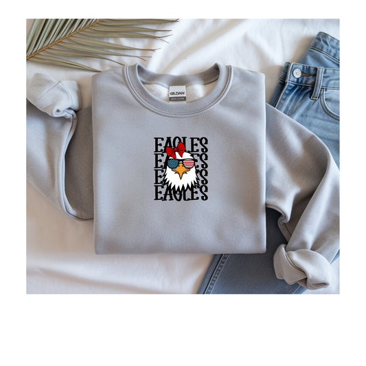 Stacked Eagle with bow Crewneck