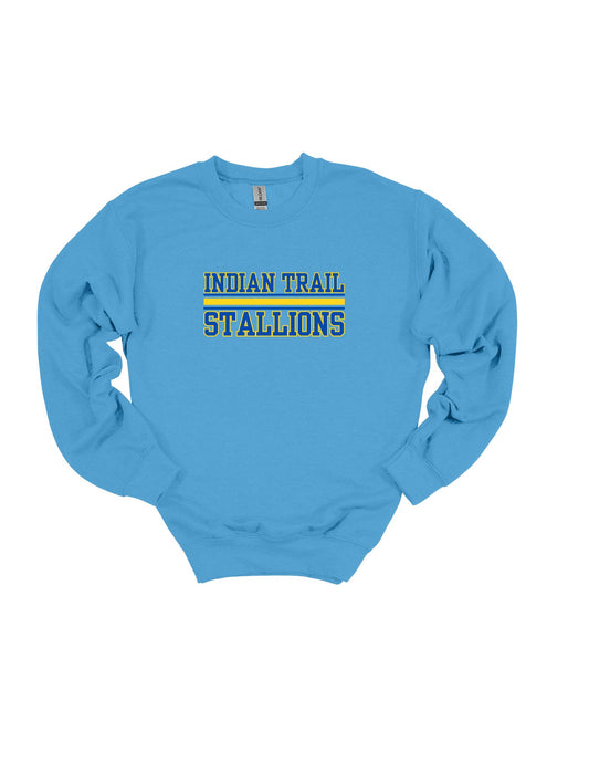Indian Trail Blue Varsity Letters Crewneck