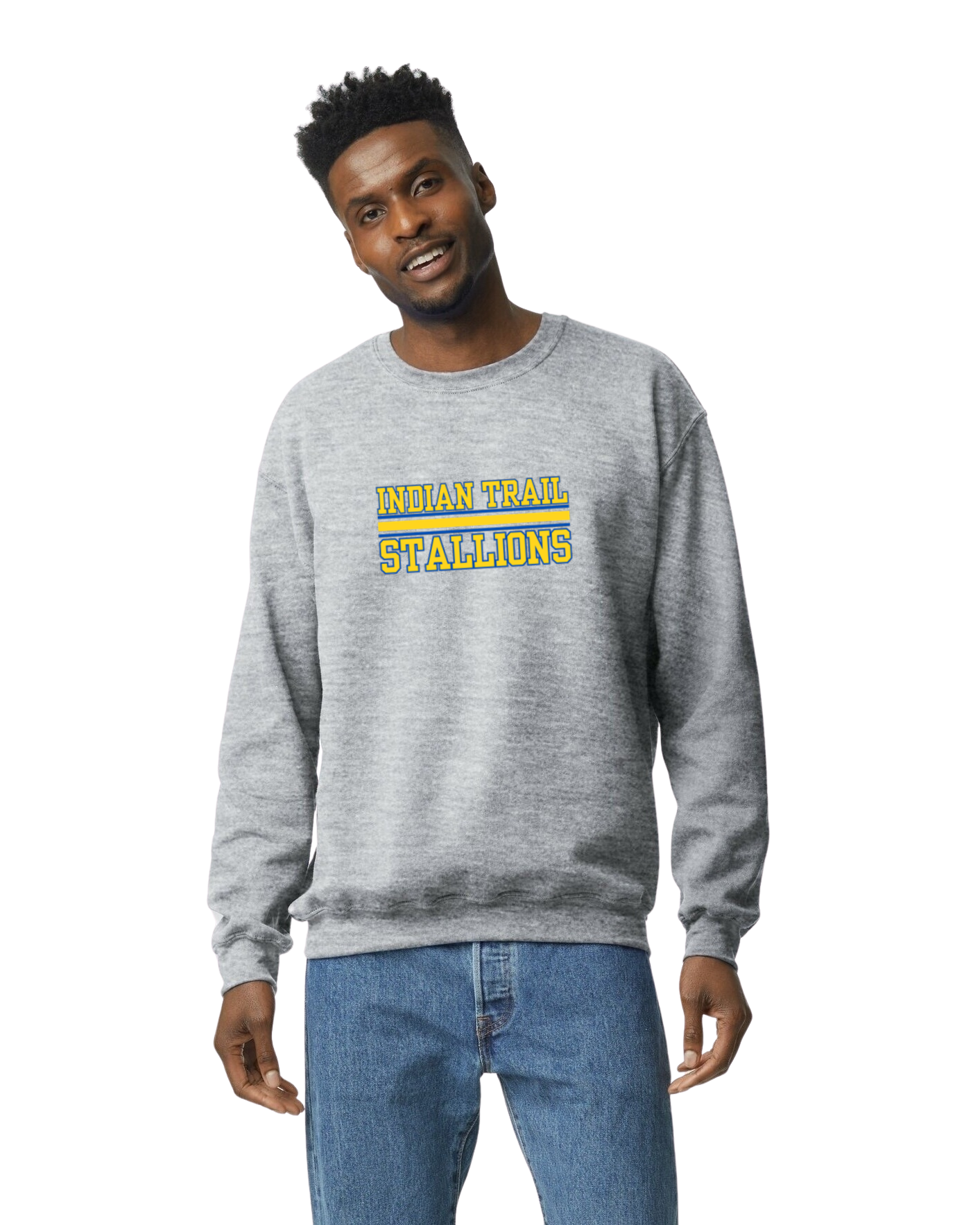 Yellow Varsity Light Gray Crewneck